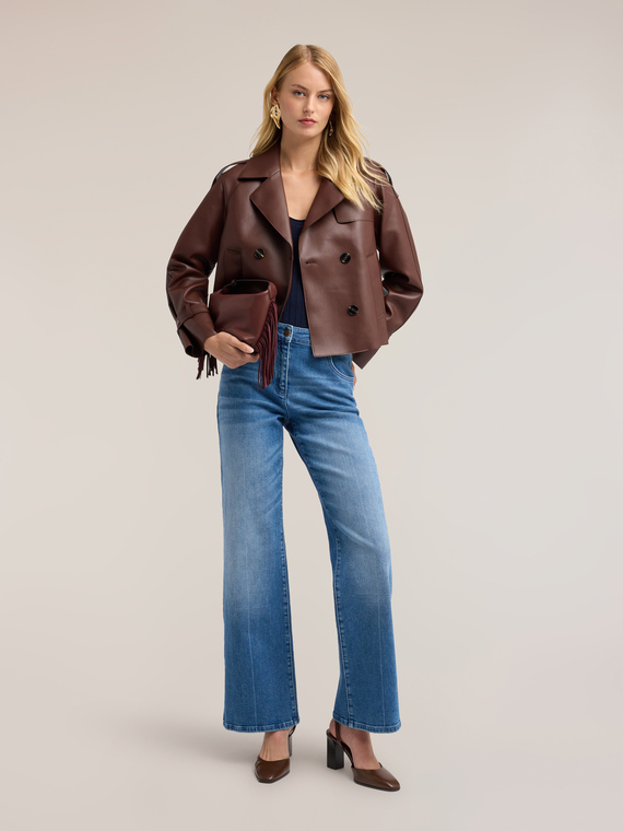 Jeans mit weitem Bein und B&uuml;gelfalte