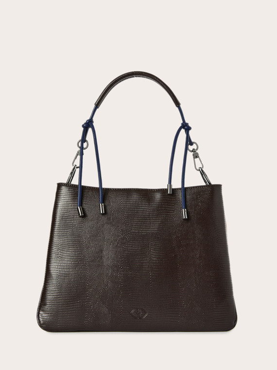 Accordion bag with python effect
