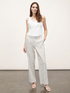 Linen-blend pinstripe palazzo trousers image number 3