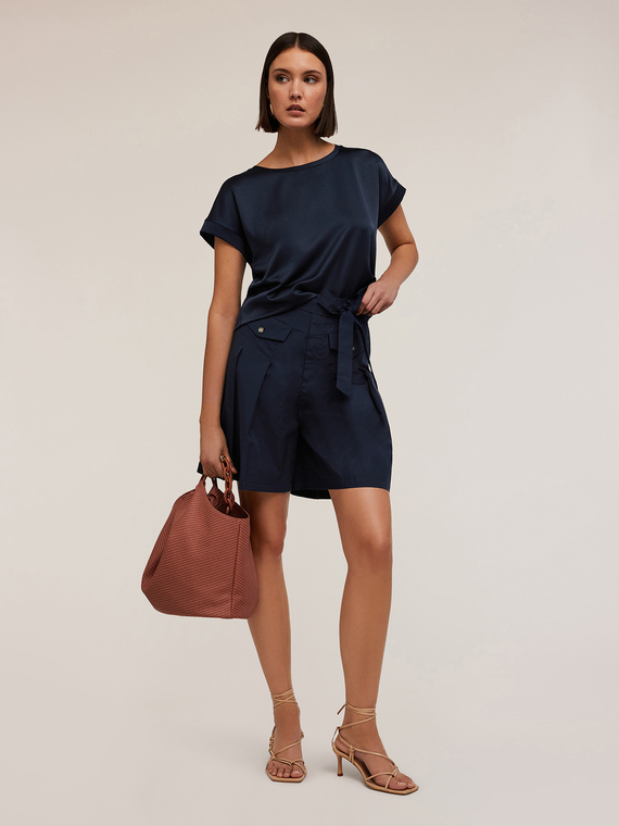 Motivi T-shirt bimaterica Donna, Blu, Taglia L