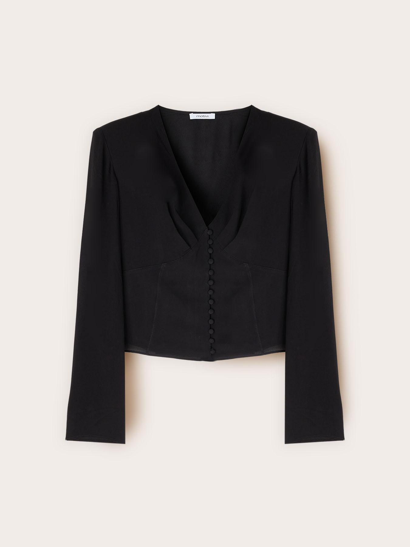 Cr&ecirc;pe de chine shirt with covered buttons image number 4