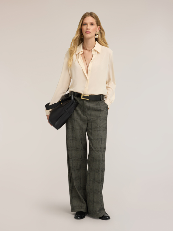 Checked wide-leg trousers