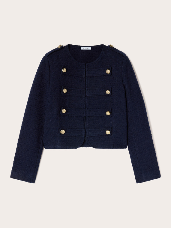 Kurze Jacke aus Tweed mit Juwelenkn&ouml;pfen