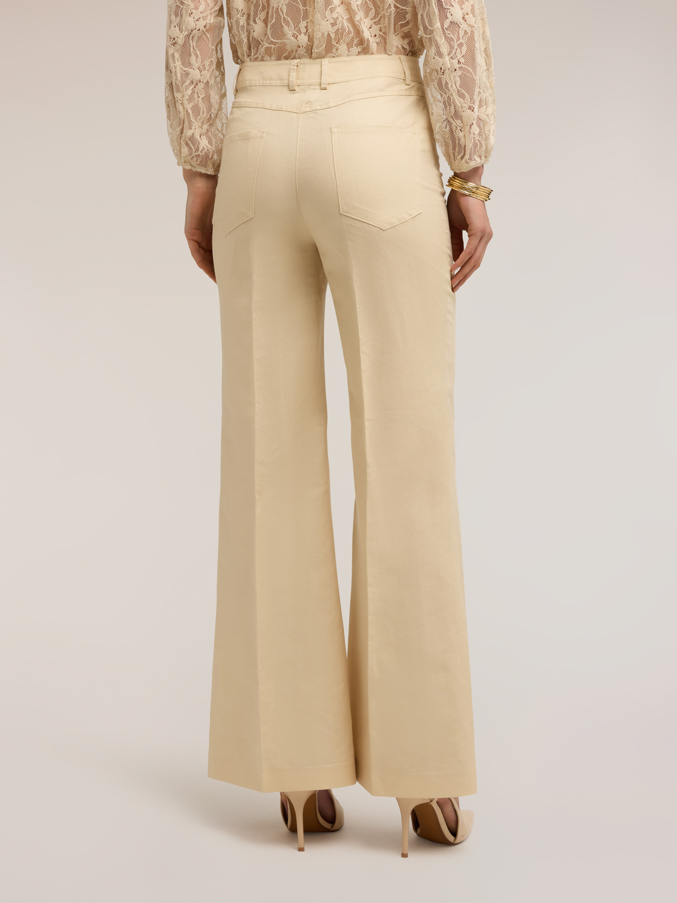 Flare trousers in linen blend image number 1