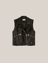 Sleeveless leather biker jacket image number 3