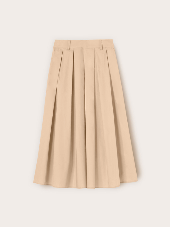 Pleated midi skirt in poplin
