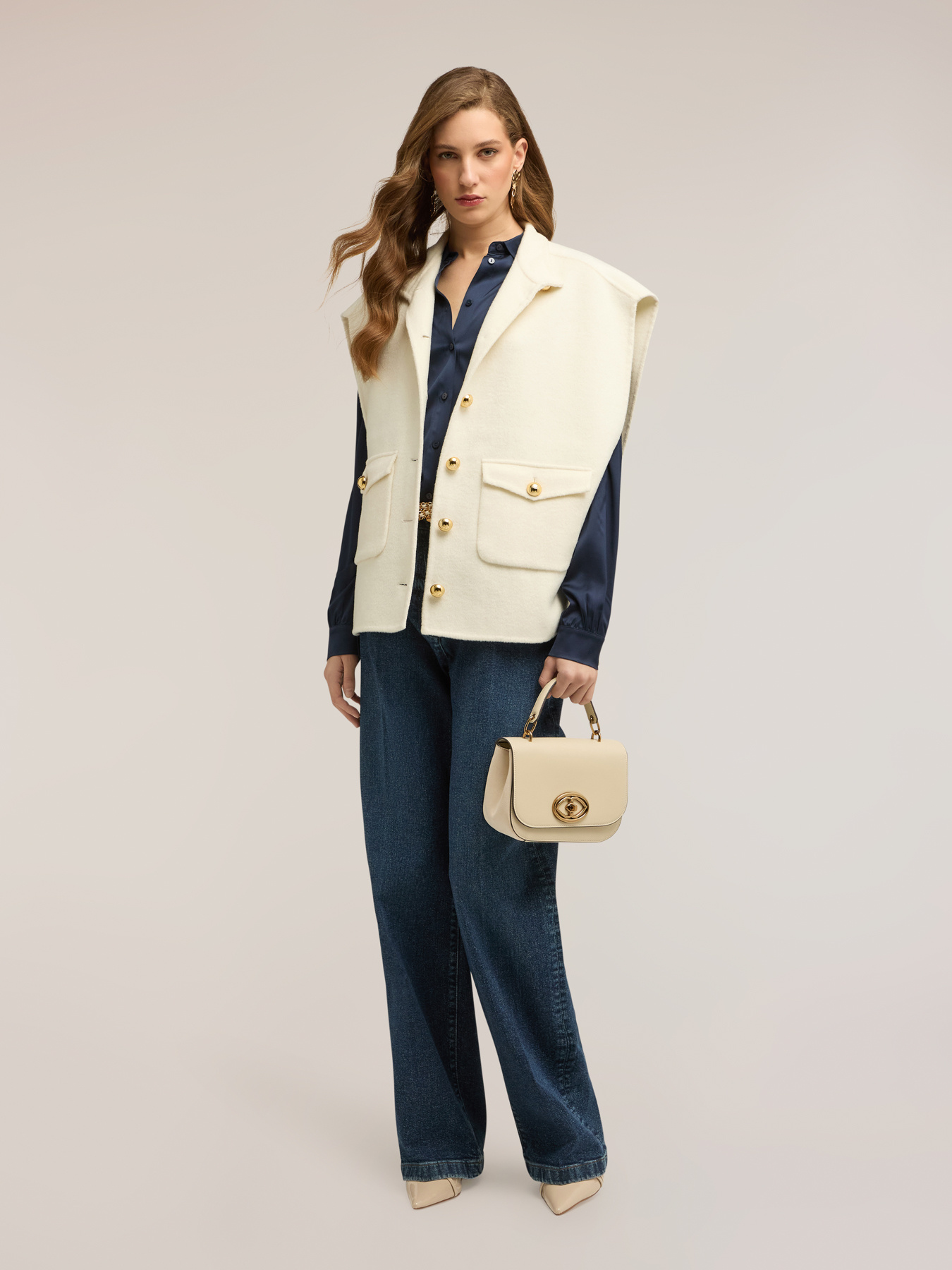 Sleeveless wool blend cape image number 0