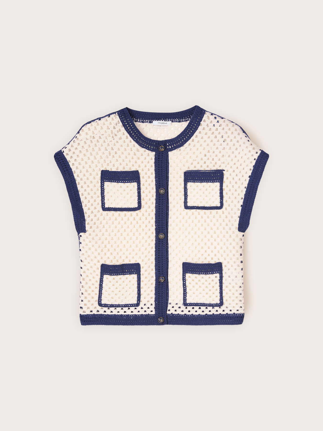 Strickjacke aus durchbrochener Strickware mit Taschen image number 0