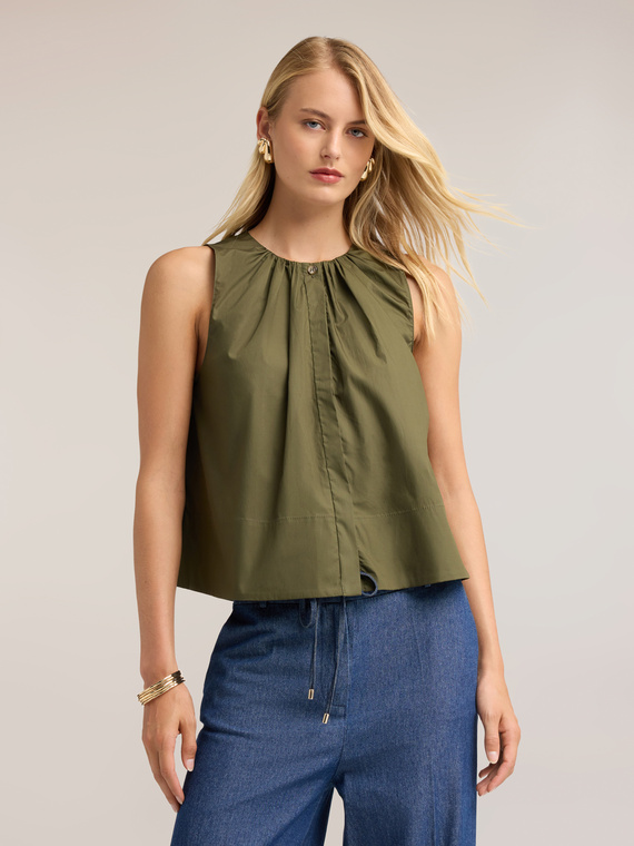 Bluse aus Popeline mit Drapierung