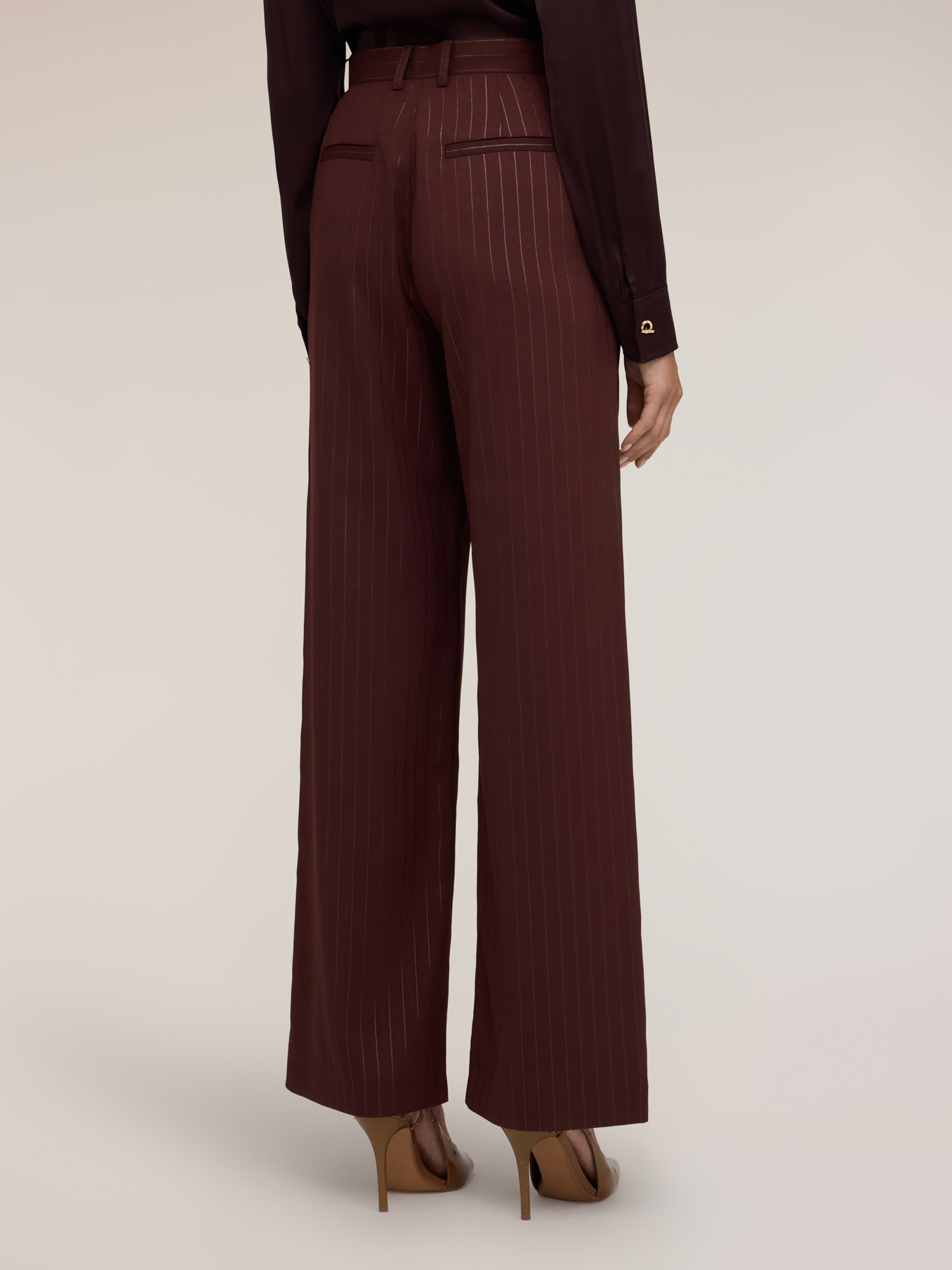 Pinstriped palazzo pants with lurex image number 1