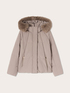 Nylon down jacket with trimmed hood image number 4