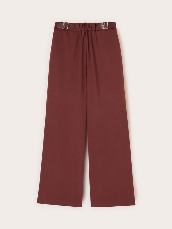 Flowing palazzo pants with double buckle