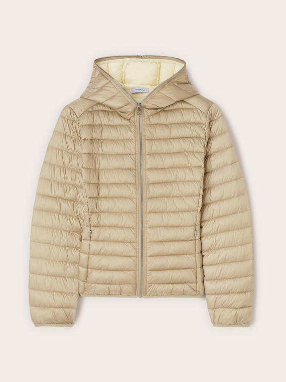 Lightweight hooded down jacket