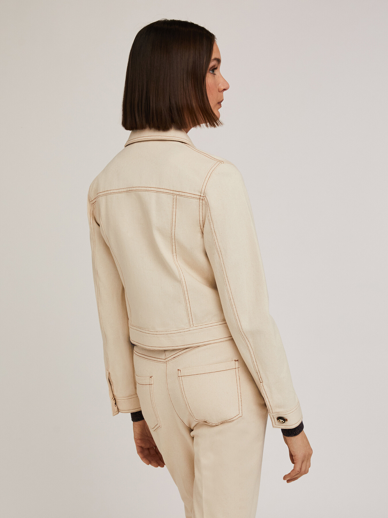 Drill jacket with contrast stitching image number 1
