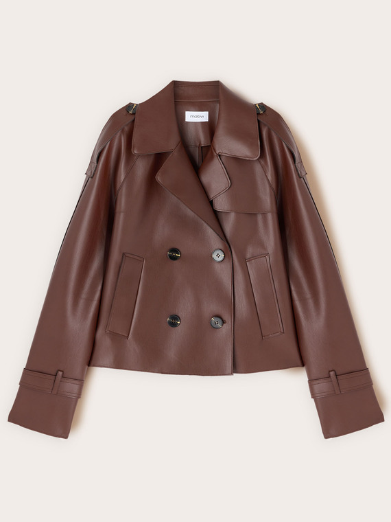 Trench corto doble botonadura con charreteras