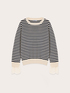 Striped sweater with lace trim on the cuffs image number 4