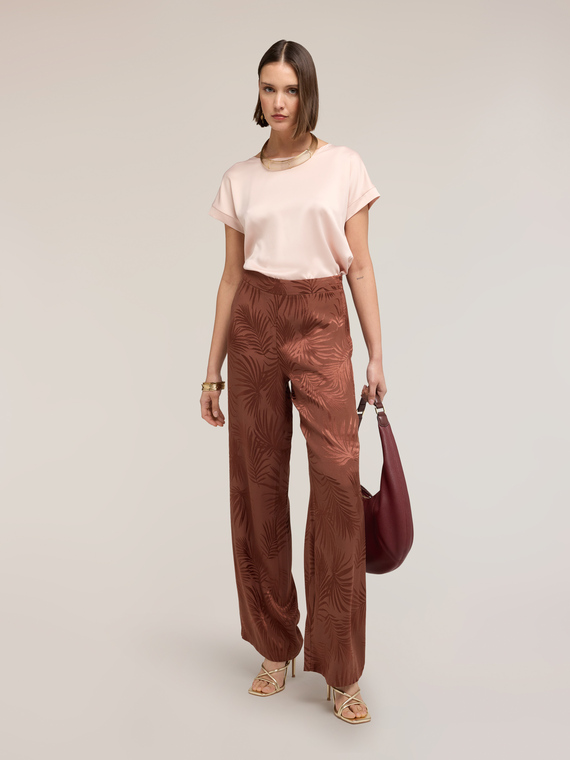 Palazzo pants in jacquard satin