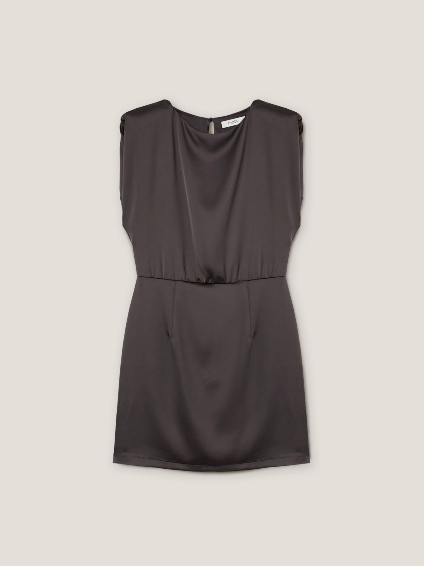 Satin sheath dress with shoulder pads image number 3