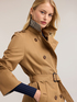 Double-breasted belted cotton blend trench coat image number 3