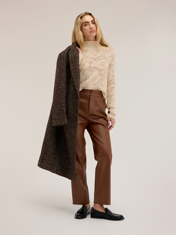 Regular fit trousers with shiny effect