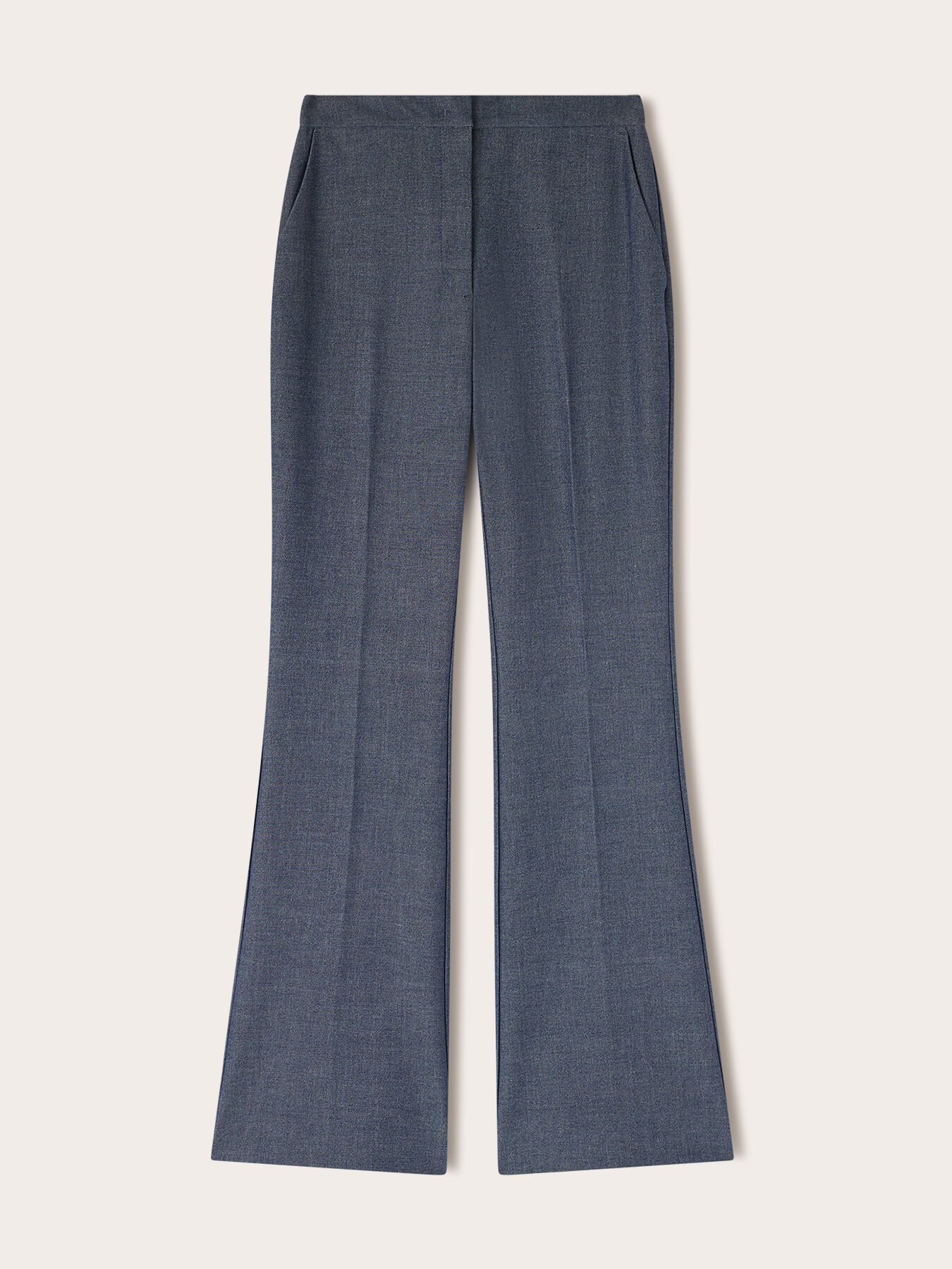 Flare trousers in yarn-dyed fabric image number 4