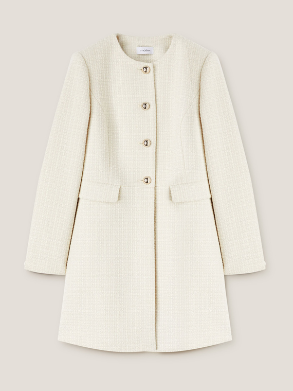 Light lurex-blend tweed coat