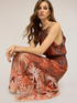 Long satin dress with print image number 3