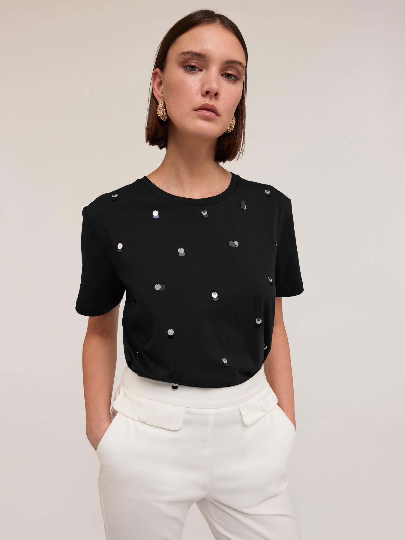 Tricou cu paiete maxi brodate image number 1