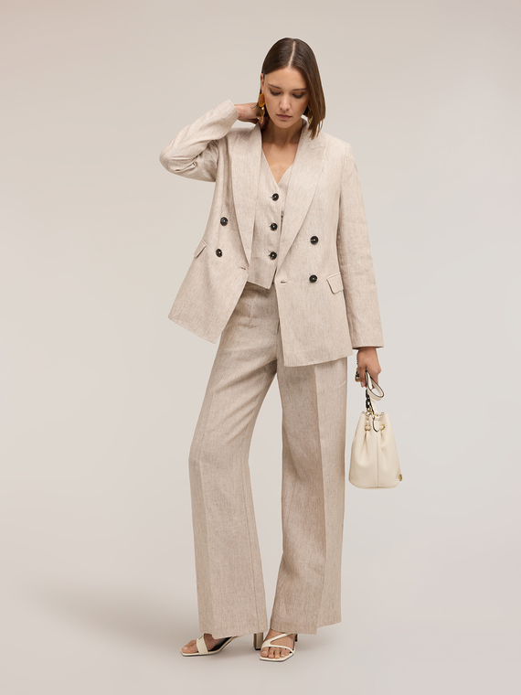 Double-breasted linen blazer