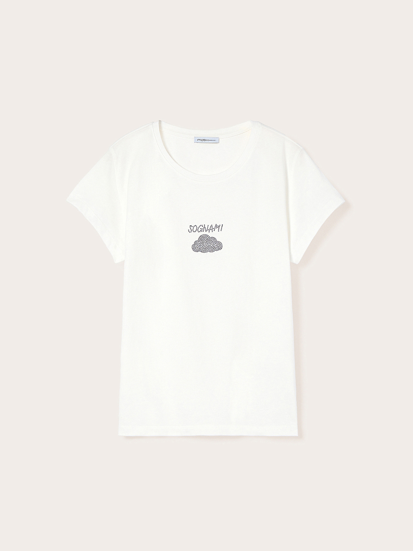 T-shirt with lettering and rhinestone appliqu&eacute;s image number 0