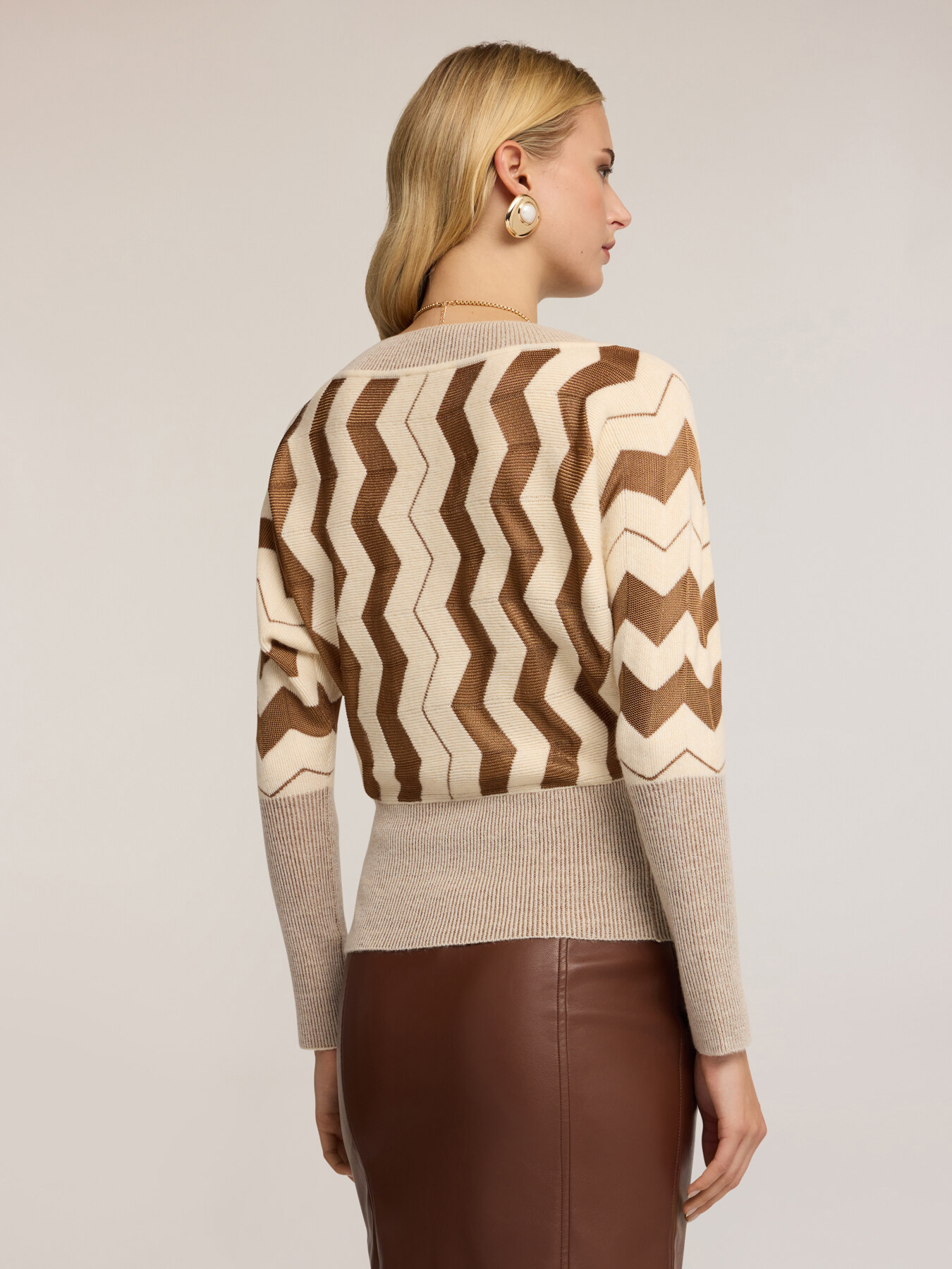 Jacquard sweater with geometric pattern image number 1