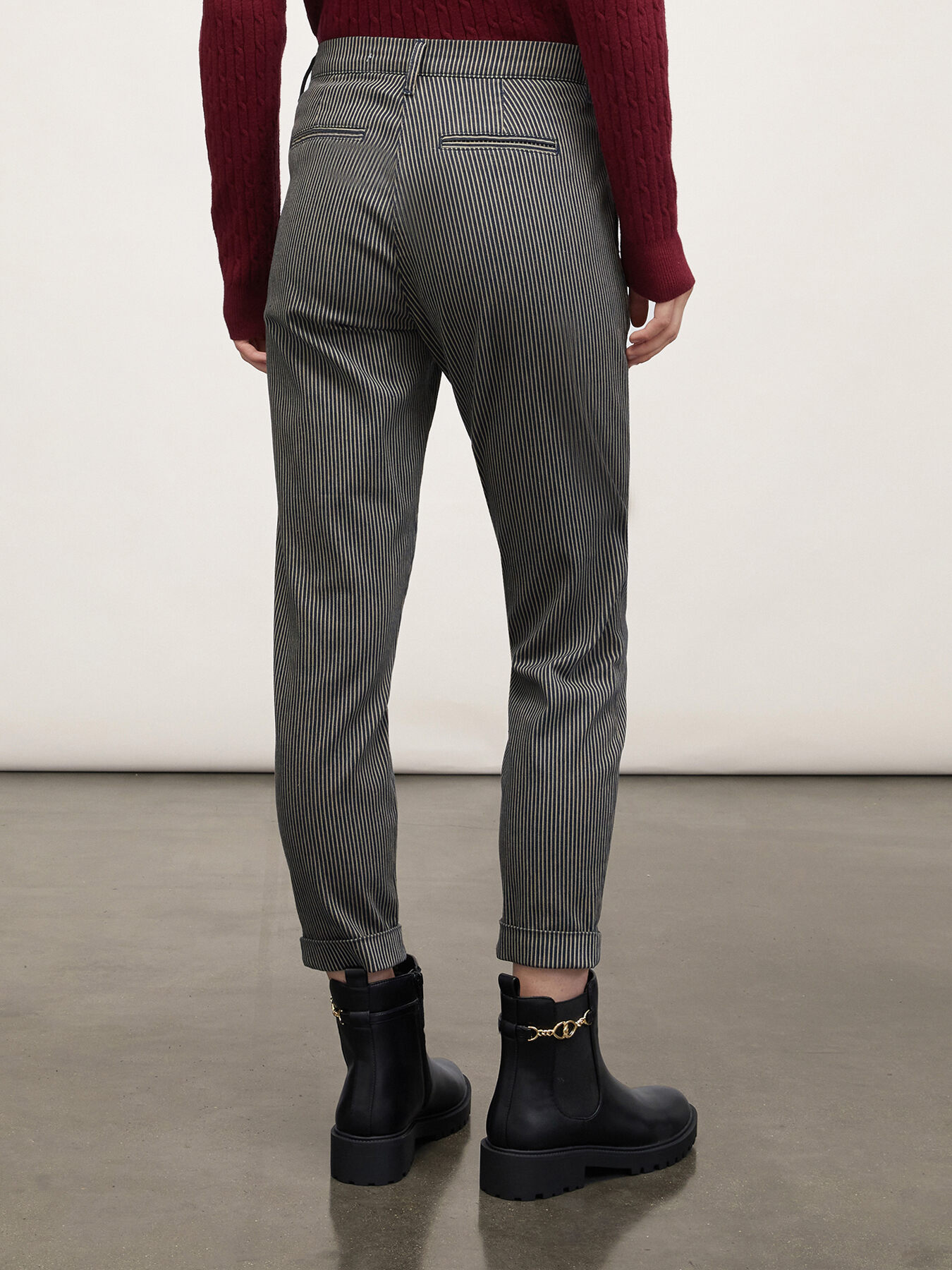 Pinstripe patterned chinos image number 1