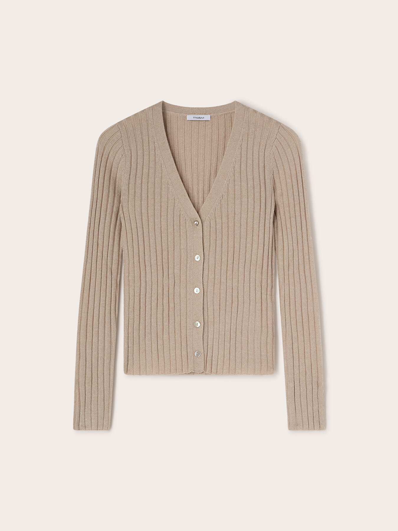 Short ribbed wool blend cardigan image number 4