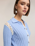 Fine knit cardigan with openwork inserts image number 3