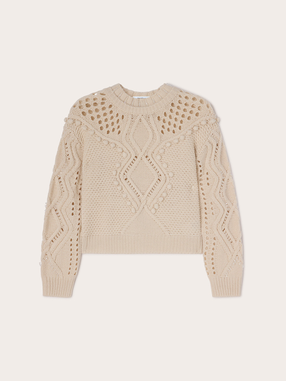 Ajour&eacute; mixed wool knitwear