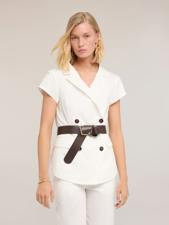 Double-breasted short-sleeve blazer