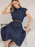 Vestito chemisier in denim con gonna a balze image number 3