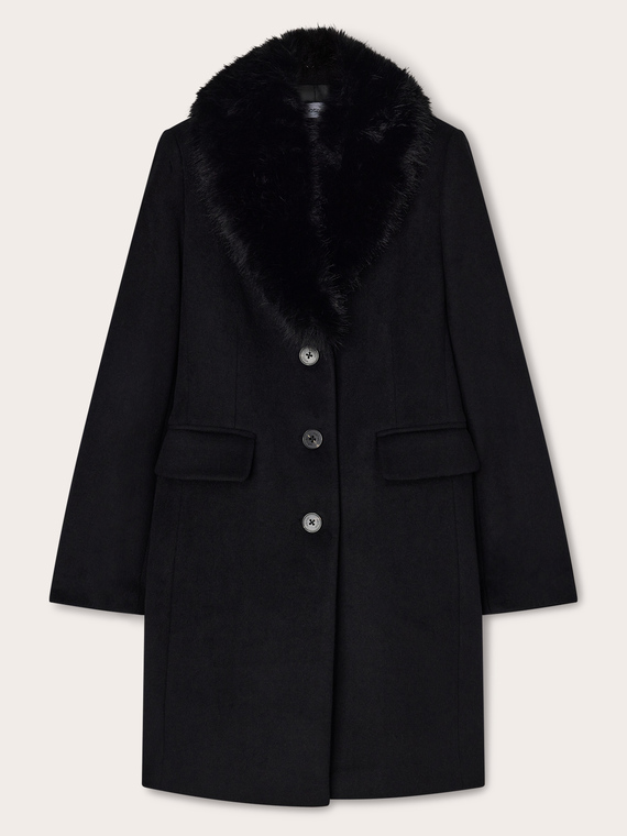Single-breasted coat in wool-blend fabric
