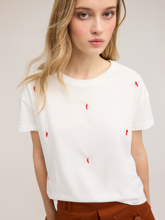 Jersey T-shirt with embroidery