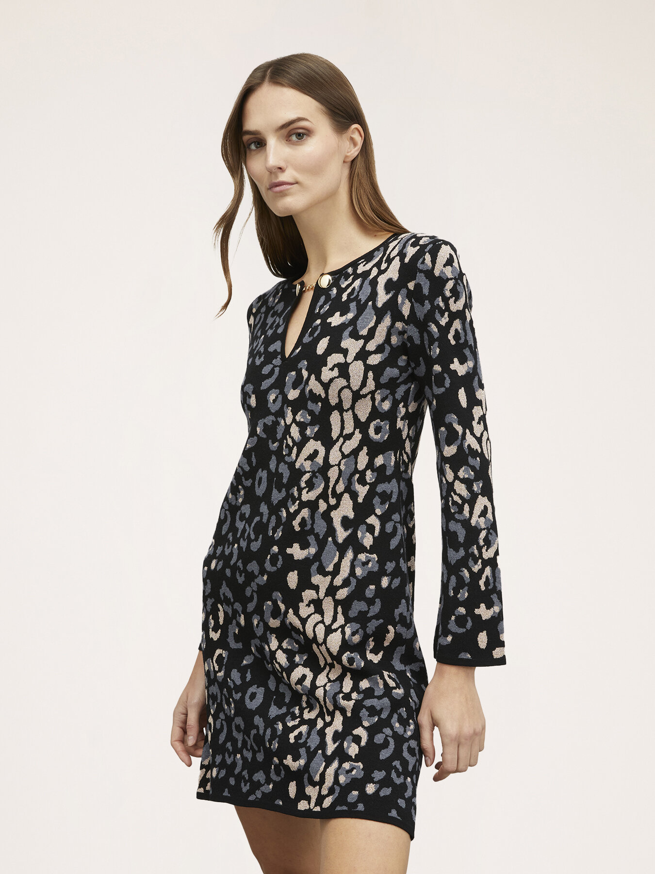 Robe évasée en tricot jacquard lurex image number 2