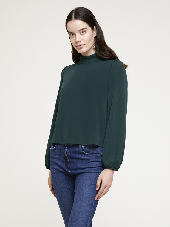Crepe jersey blouse with long sleeves