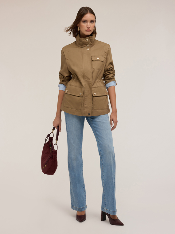 Parka misto lyocell con maniche staccabili