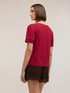 Mixed linen T-shirt with gold-colored trim image number 1