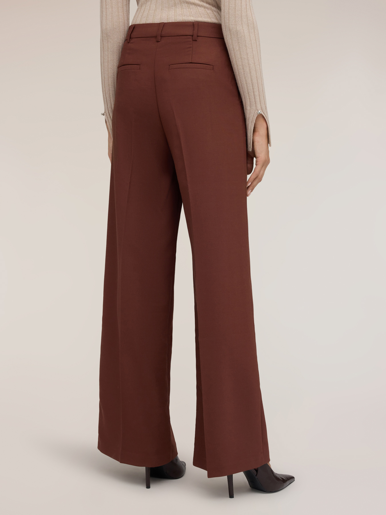 Pantaloni palazzo a vita alta con piega stirata image number 1