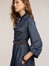 Rochie chemisier midi din denim cu curea image number 3
