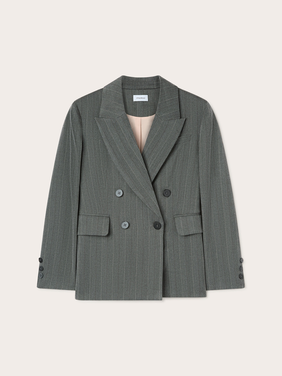 Zweireihige Jacke aus garngef&auml;rbtem Stoff