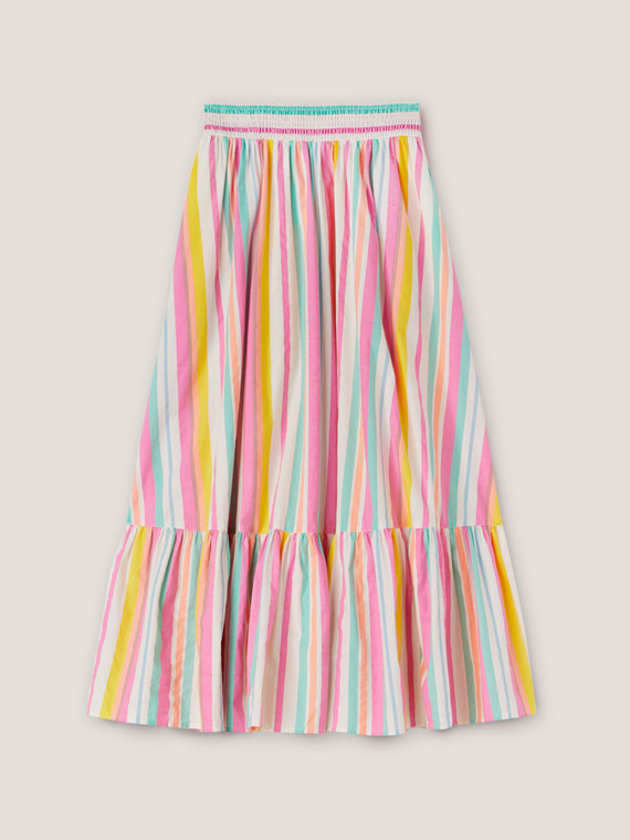 Long skirt with striped ruffle