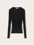 Flat rib knit sweater with V-neck image number 4
