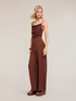 Long draped cr&ecirc;pe de chine jumpsuit image number 2