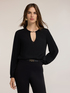 Cr&ecirc;pe de chine blouse with metal loop image number 0